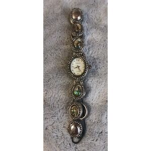 Vtg Gramercy Womens Watch Stretch Band Abalone Silver Tone Band Needs RepairREAD
